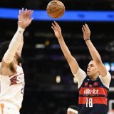 Kyshawn George (18) a inscrit 24 points face aux Suns, son record personnel KEYSTONE/AP/Nick Wass